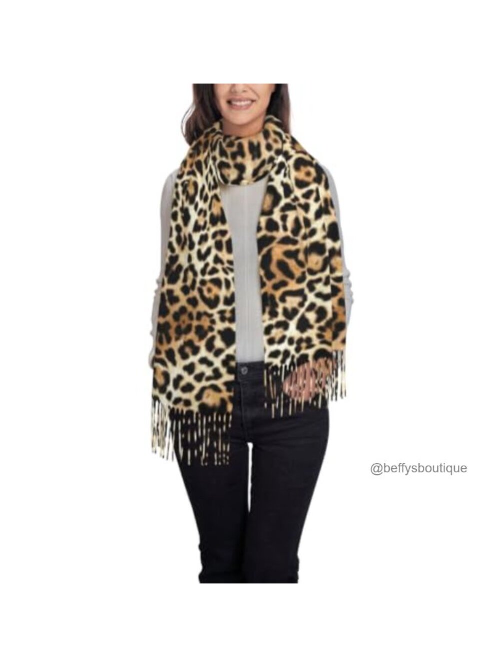 Oversized Polyester Printed Fringe Shawl Wrap Women Warm Winter Scarf